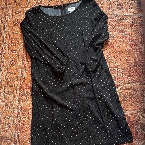 Black polka dot long sleeved shift dress